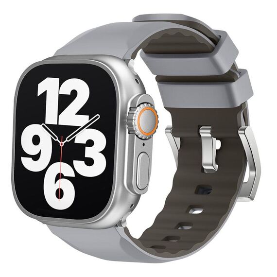 Per Apple Watch 46mm / 49mm / 45mm / 44mm Cinturino in silicone bicolore a contrasto Kalebol (grigio chiaro)