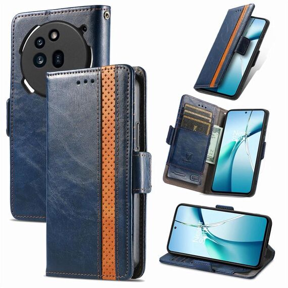 For Nothing Phone 3a CaseNeo Splicing Dual Magnetic Buckle Custodia in pelle per telefono (blu)