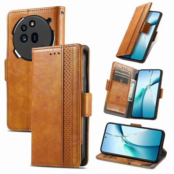 For Nothing Phone 3a Pro CaseNeo Splicing Dual Magnetic Buckle Custodia in pelle per telefono (cachi)