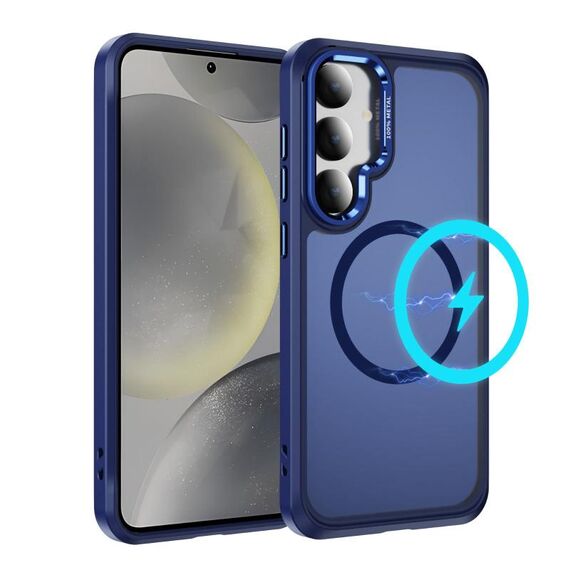 Per Samsung Galaxy S24+ / S25+ 5G Custodia protettiva per obiettivo hardware MagSafe magnetica per PC ibrido in TPU (blu)