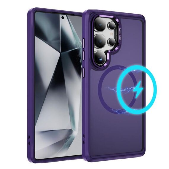 Per Samsung Galaxy S25 Ultra 5G Custodia protettiva per obiettivo hardware MagSafe Magnetic PC Hybrid TPU per telefono (viola)