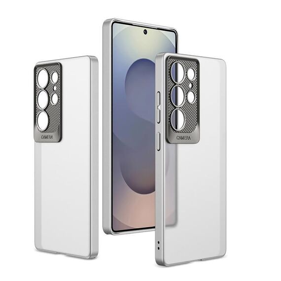 Per Samsung Galaxy S25 Ultra 5G GKK Custodia per telefono in PC con lente in scala semi-trasparente e sensazione di pelle (argento)