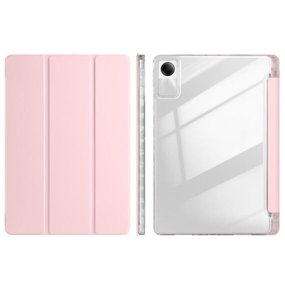 Per Xiaomi Redmi Pad SE 11 Custodia per tablet in pelle acrilica trasparente a 3 pieghe (rosa)