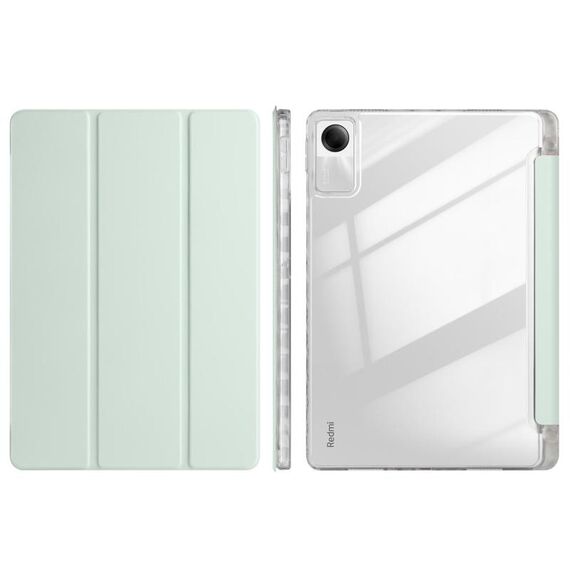 Per Xiaomi Redmi Pad SE 11 Custodia per tablet in pelle acrilica trasparente a 3 pieghe (verde chiaro)