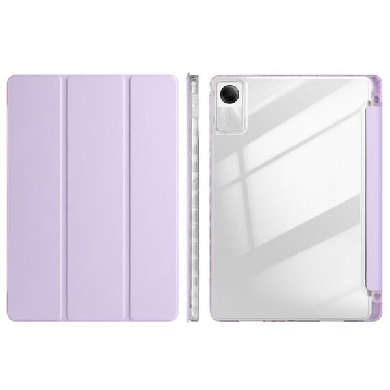 Per Xiaomi Redmi Pad SE 11 Custodia per tablet in pelle acrilica trasparente a 3 pieghe (viola taro)