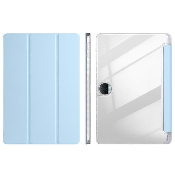 Custodia per tablet in pelle acrilica trasparente a 3 pieghe per Honor Pad 9 (blu ghiaccio)