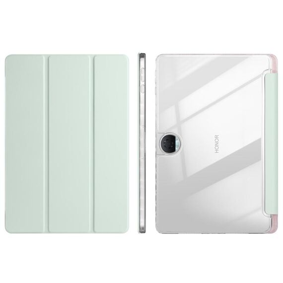 Custodia per tablet in pelle acrilica trasparente a 3 pieghe per Honor Pad 9 (verde chiaro)
