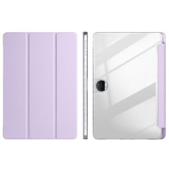 Custodia per tablet in pelle acrilica trasparente a 3 pieghe per Honor Pad 9 (viola taro)