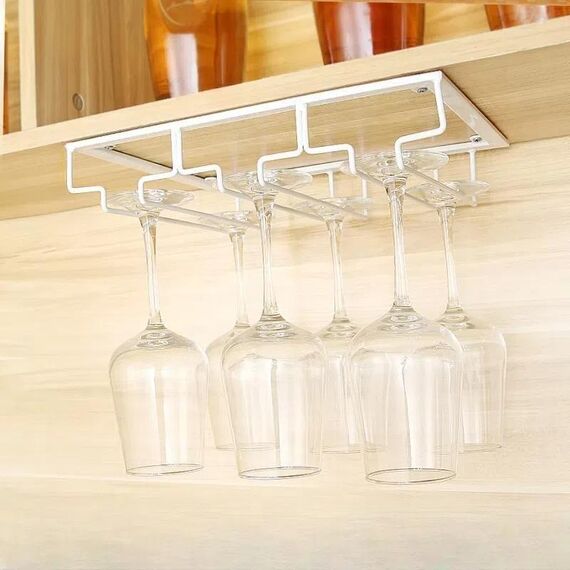 Supporto per calici da vino appeso capovolto, supporto per calici da vino appeso, dimensioni: 3 slot (bianco)