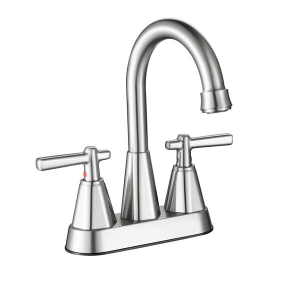 Rubinetto per lavabo da bagno a due fori con maniglia doppia per lavabo sottotop, comandi separati per acqua calda/fredda, specifiche: spazzolato YH068