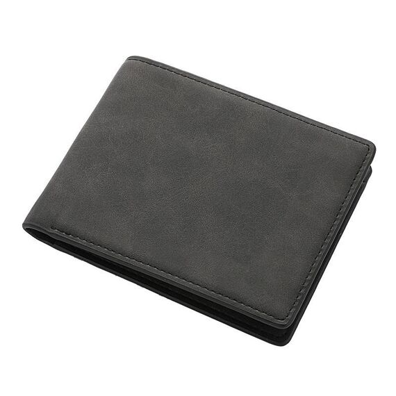 DEABOLAR Portafoglio corto da uomo con cerniera, semplice, in morbida pelle, con porta carte, per studenti, in stile retrò (nero)