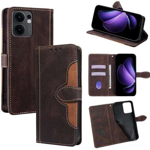 Per OPPO Reno13 F 5G / 4G Custodia in pelle con fibbia magnetica effetto pelle (marrone)