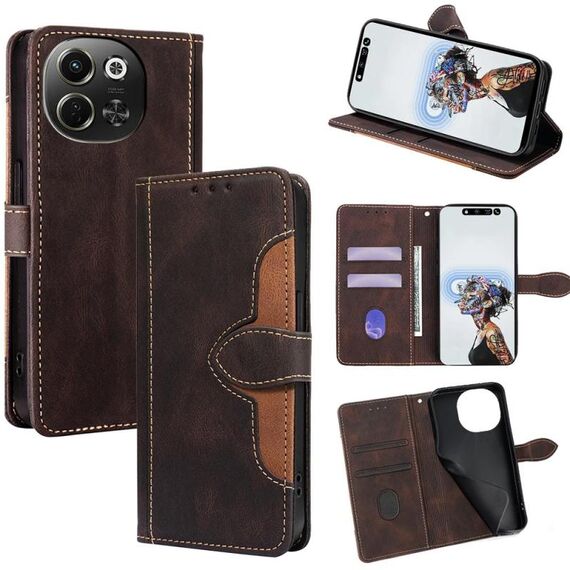 Per Tecno Pova 6 Neo 5G Custodia in pelle con fibbia magnetica Skin Feel (marrone)