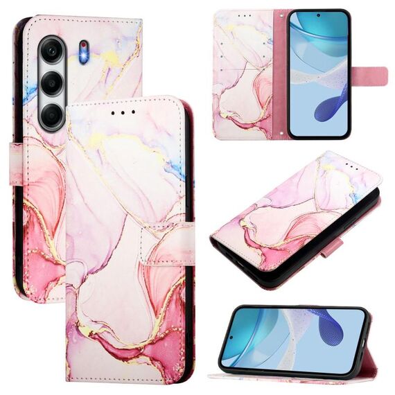 Per Tecno Camon 40 4G PT003 Custodia in pelle con motivo marmo (oro rosa)