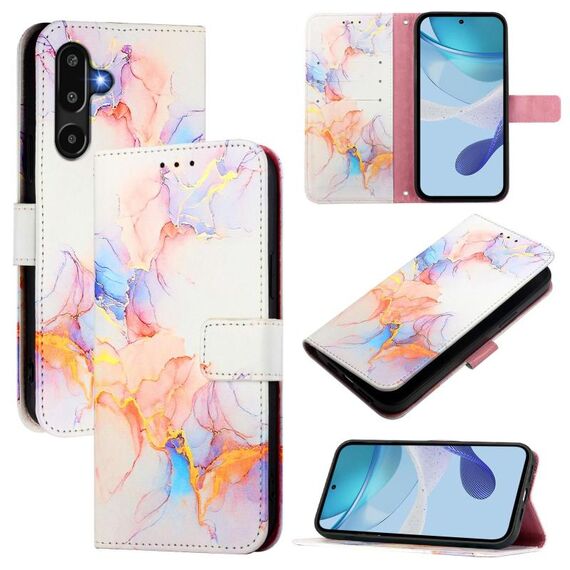 Per Samsung Galaxy M16 5G / F16 5G PT003 Custodia in pelle con motivo marmo (Galaxy Marble White)