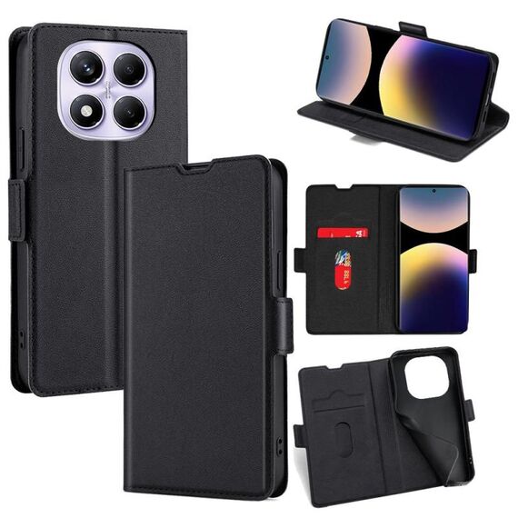 Per Redmi Note 14 Pro 4G Custodia in pelle con fibbia laterale ultra sottile e flip orizzontale (nero)