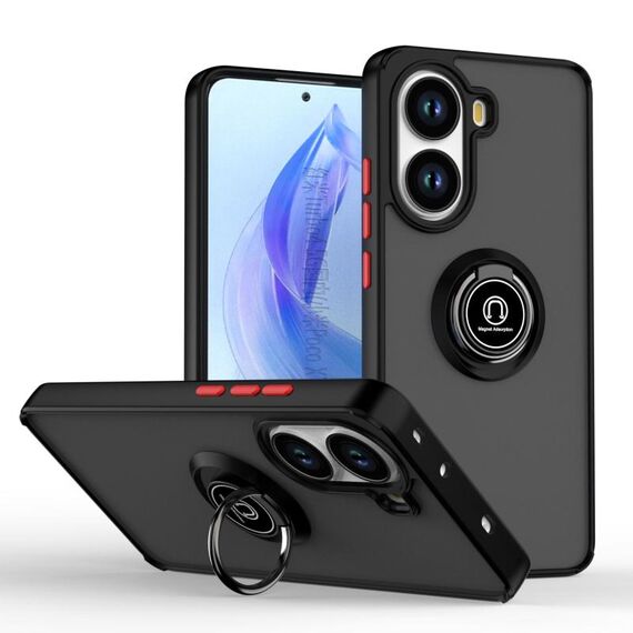 Per Xiaomi Poco X7 Pro Q Shadow 1 Series TPU Hybrid PC Phone Case con anello (nero + rosso)