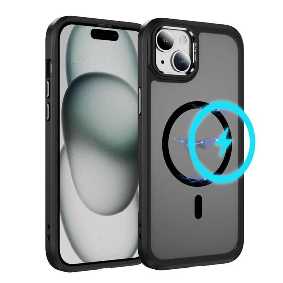 Per iPhone 14/13, protezione hardware per lenti, custodia magnetica per PC ibrido in TPU MagSafe (nero)
