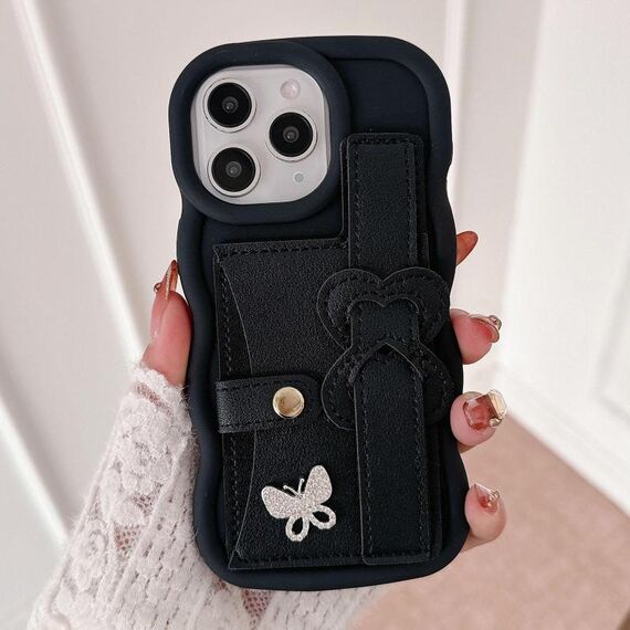 Per iPhone 11 Pro Max Custodia per telefono con cinturino in pelle Love Holder Card Bag (nero)