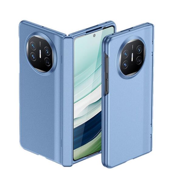 Per Huawei Mate X5 / X3 Custodia per telefono con effetto pelle satinato con asse a molla integrato (blu)