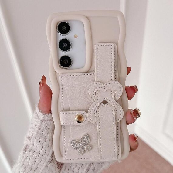 Per Samsung Galaxy A34 5G Custodia per telefono con cinturino in pelle Love Holder Card Bag (bianco)