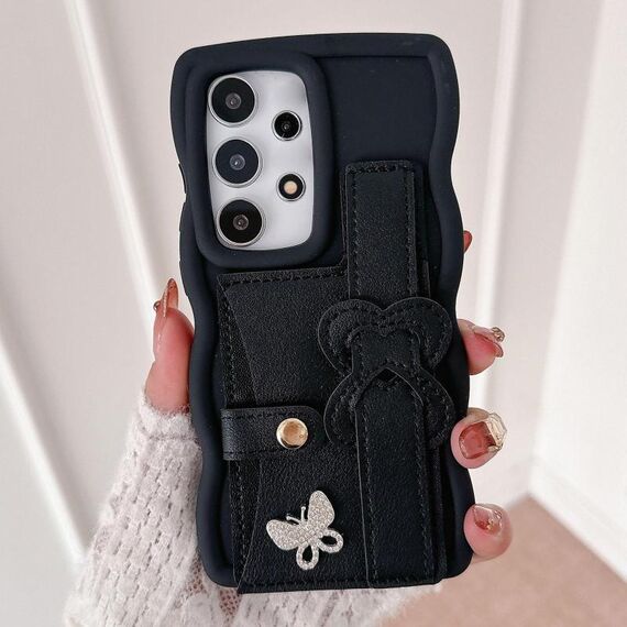Per Samsung Galaxy A23 4G / 5G Custodia per telefono con cinturino in pelle Love Holder Card Bag (nero)