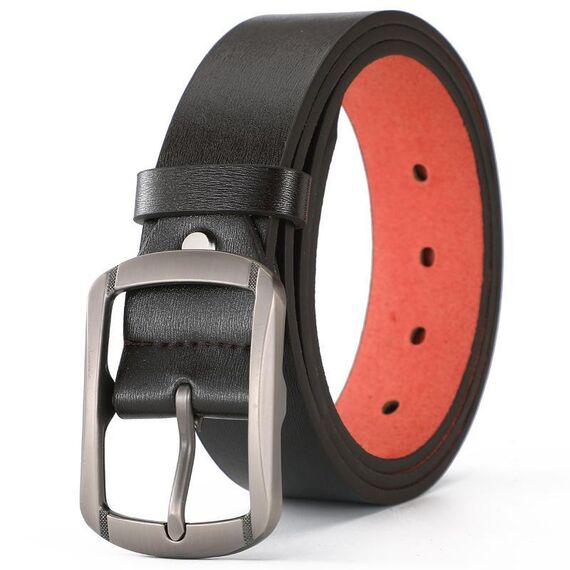 Cintura da uomo Dandali con fibbia in lega e microfibra, cintura casual per jeans, lunghezza: 125 cm (caffè)