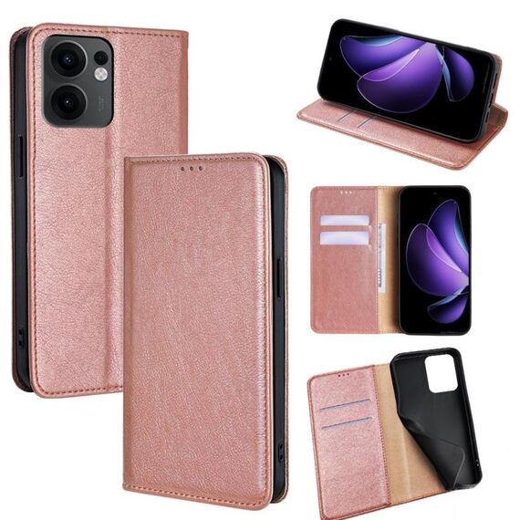 Per OPPO Reno13 F 5G / 4G Custodia per telefono magnetica in pelle tinta unita Gloss Oil (oro rosa)