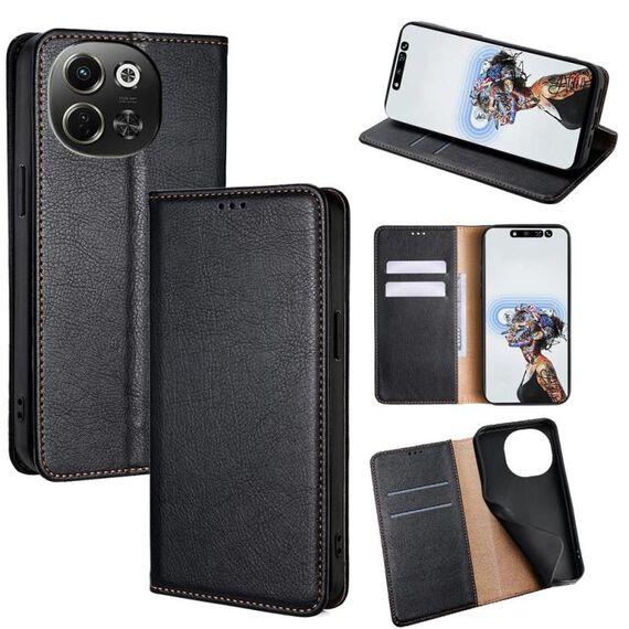 Per Tecno Pova 6 Neo 5G Gloss Oil Solid Color Magnetic Leather Phone Case (Nero)