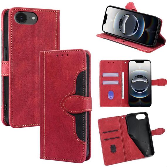 Per iPhone 16e Custodia in pelle con fibbia magnetica Skin Feel (rosso)