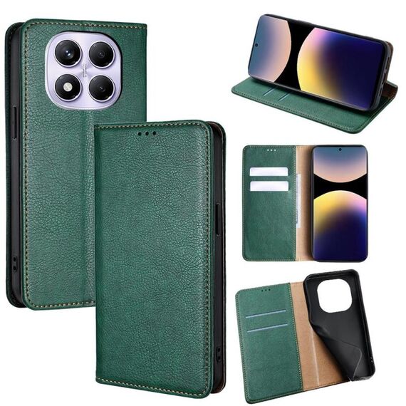 Per Redmi Note 14 Pro 4G Gloss Oil Custodia magnetica in pelle tinta unita (verde)