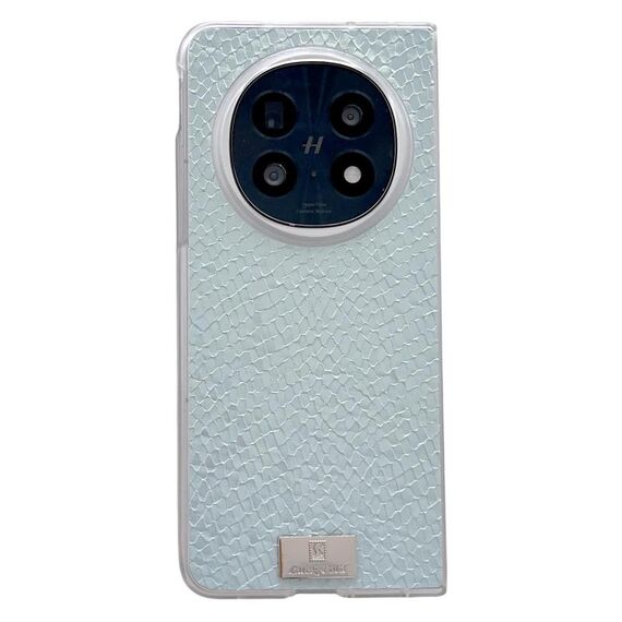 Per OPPO Find N5 Custodia per telefono con texture a scala di bordi trasparenti (verde)