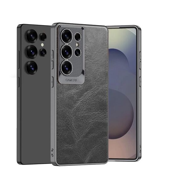 Per Samsung Galaxy S25 Ultra 5G GKK Custodia per telefono in pelle cerata e olio con lente a scala (grigio)