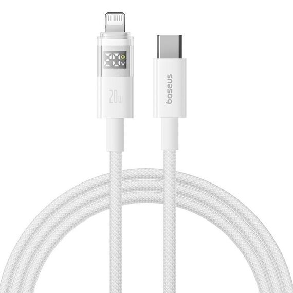 Cavo di ricarica rapida Baseus Display 20W Type-C a 8 pin, lunghezza: 1 m (bianco)