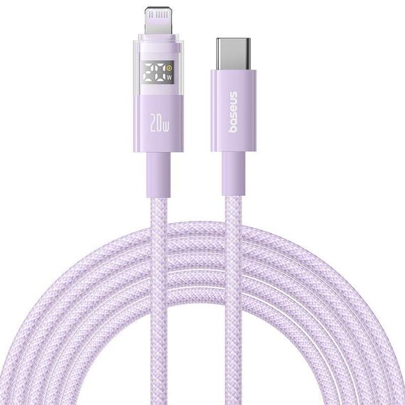 Cavo di ricarica rapida Baseus Display 20W Type-C a 8 pin, lunghezza: 2 m (viola)