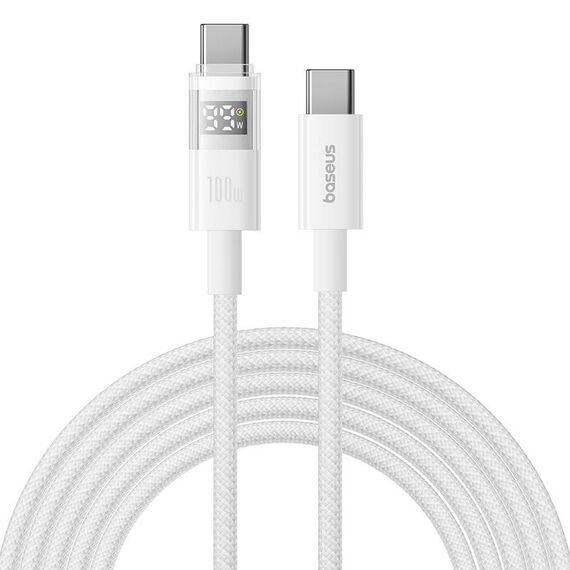 Cavo di ricarica rapida Baseus Display 100W da tipo C a tipo C, lunghezza: 2 m (bianco)