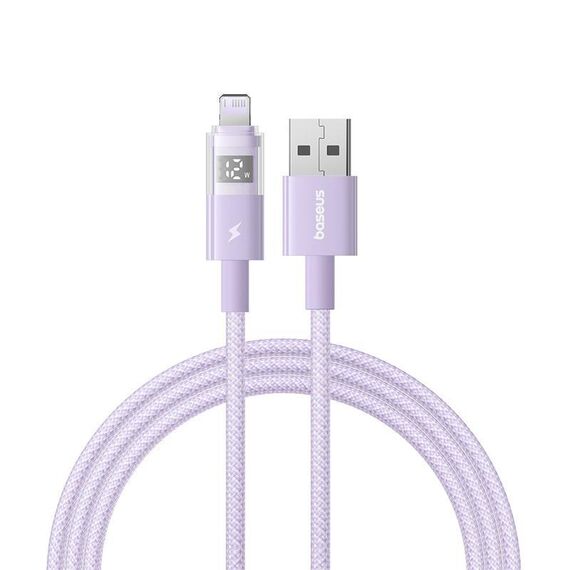 Cavo di ricarica rapida Baseus Display 2.4A USB-A a 8 pin, lunghezza: 1 m (viola)