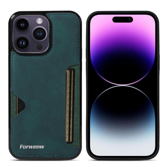 Per iPhone 14 Pro Max Forwenw F5 Series Integrated Card Bag Custodia per telefono (verde)