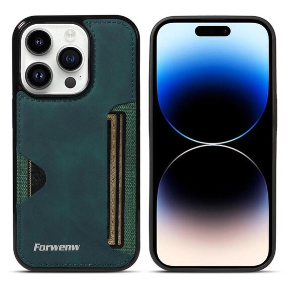 Per iPhone 14 Pro Forwenw F5 Series Integrated Card Bag Custodia per telefono (verde)