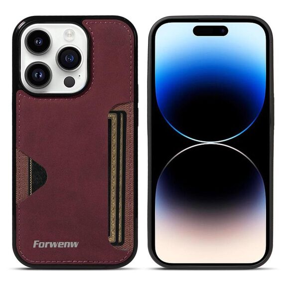 Per iPhone 14 Pro Forwenw F5 Series Integrated Card Bag Custodia per telefono (rosso)