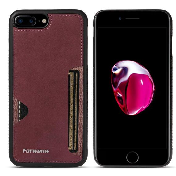 Per iPhone 7 Plus / 8 Plus Forwenw F5 Series Integrated Card Bag Custodia per telefono (rosso)