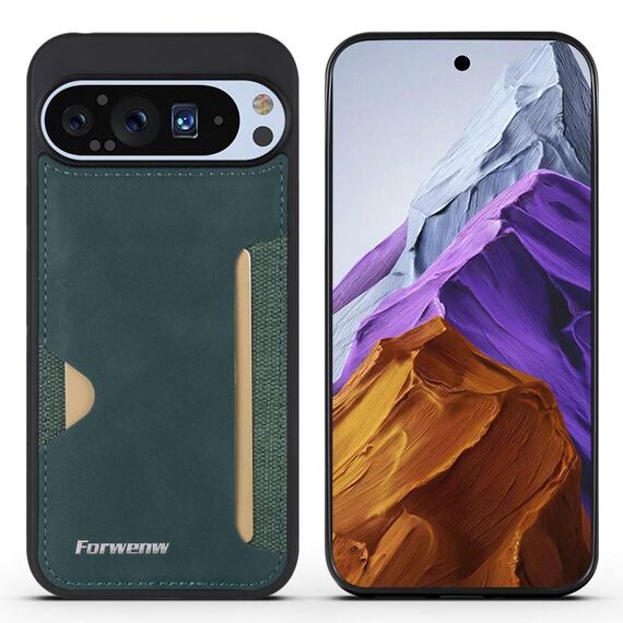 Per Google Pixel 9 / 9 Pro Custodia per telefono con borsa per scheda integrata della serie Forwenw F5 (verde)