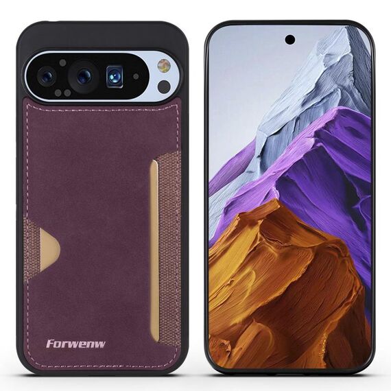 Per Google Pixel 9 / 9 Pro Custodia per telefono con borsa per scheda integrata della serie Forwenw F5 (rosso)