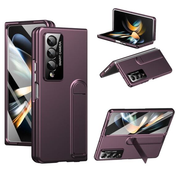 Per Samsung Galaxy Z Fold3 5G Custodia per telefono con supporto pieghevole integrato Skin Feel (bordeaux)
