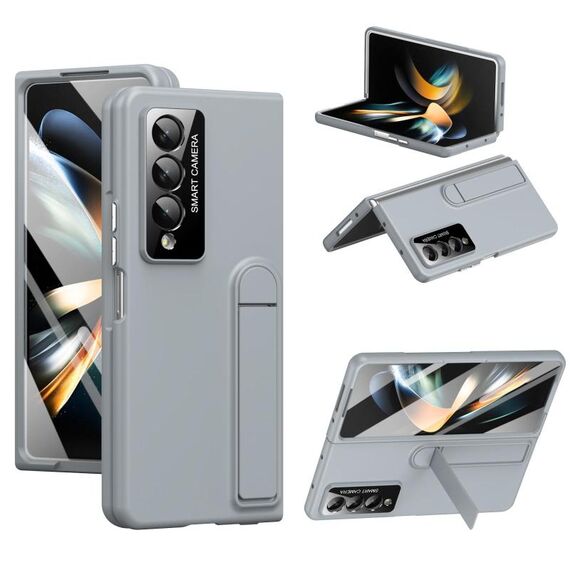 Per Samsung Galaxy Z Fold3 5G Custodia per telefono con supporto pieghevole integrato Skin Feel (grigio)