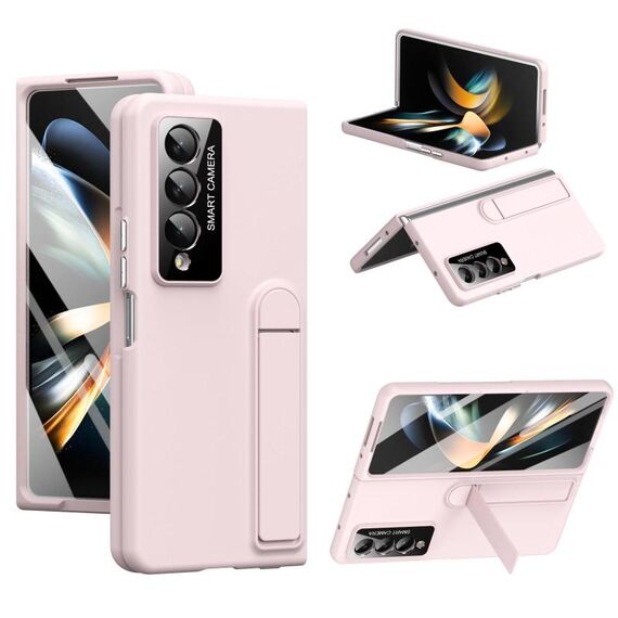 Per Samsung Galaxy Z Fold3 5G Custodia per telefono con supporto pieghevole integrato Skin Feel (rosa)