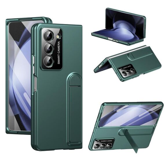 Per Samsung Galaxy Z Fold5 Custodia per telefono con supporto pieghevole integrato Skin Feel (verde)