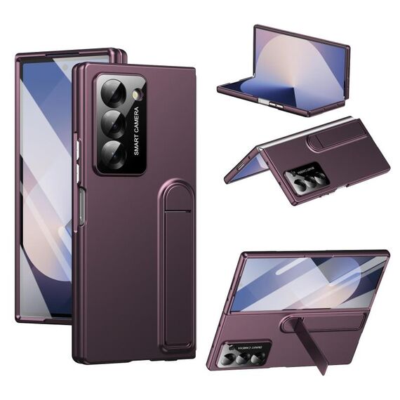 Per Samsung Galaxy Z Fold6 Custodia per telefono con supporto pieghevole integrato Skin Feel (bordeaux)