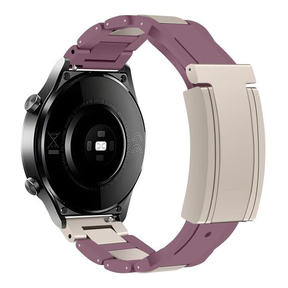 Cinturino per orologio in gomma con fibbia magnetica pieghevole da 22 mm in acciaio inossidabile (viola + luce stellare)