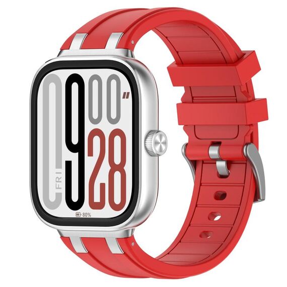 Per Redmi Watch 5 / Xiaomi Smart Band 9 Pro Cinturino in silicone con connettore in metallo argentato (rosso)